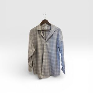 Brooks Brothers 1818 Regent Non-Iron Dress Shirt 17.5 Gray Plaid Cotton